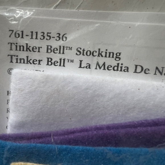 Janlynn Christmas Stocking Kit Tinkerbell  18" Disney Felt 2007 Applique New - Picture 3 of 4